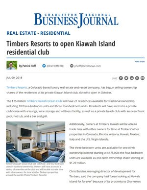 Timbers Resorts to open Kiawah Island residential club