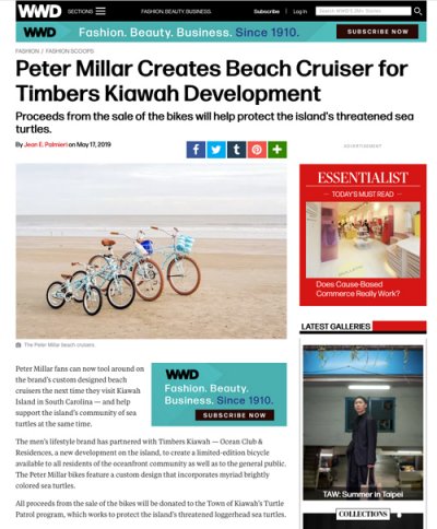 Peter Millar Creates Beach Cruiser for Timbers Kiawah Development